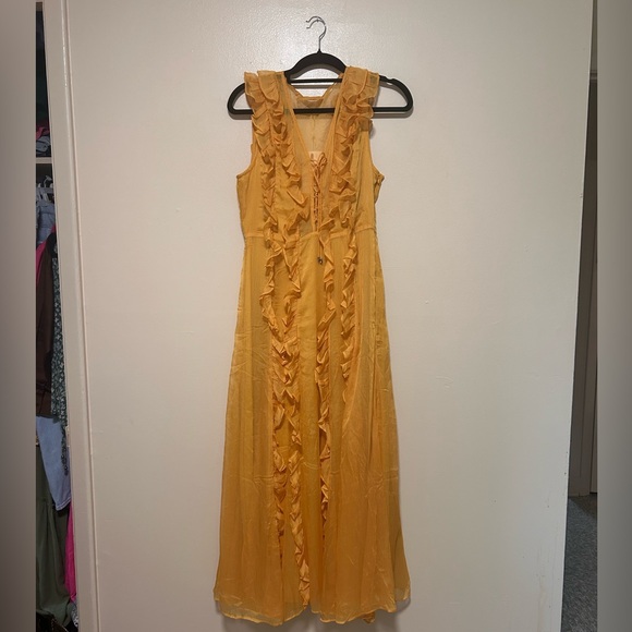 Yellow Maxi Dress with ruffles - Picture 4 of 4